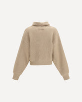 Ribbed wool cropped Cardigan - BEIGE | Base Blu