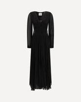 Buttoned sheer maxi Dress - BLACK | Base Blu