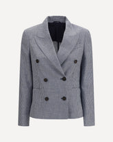Giacca in pied-de-poule di lino e cotone con monile - MULTICOLORE | Base Blu