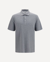 Cotton jersey Polo with shirt collar - GREY | Base Blu