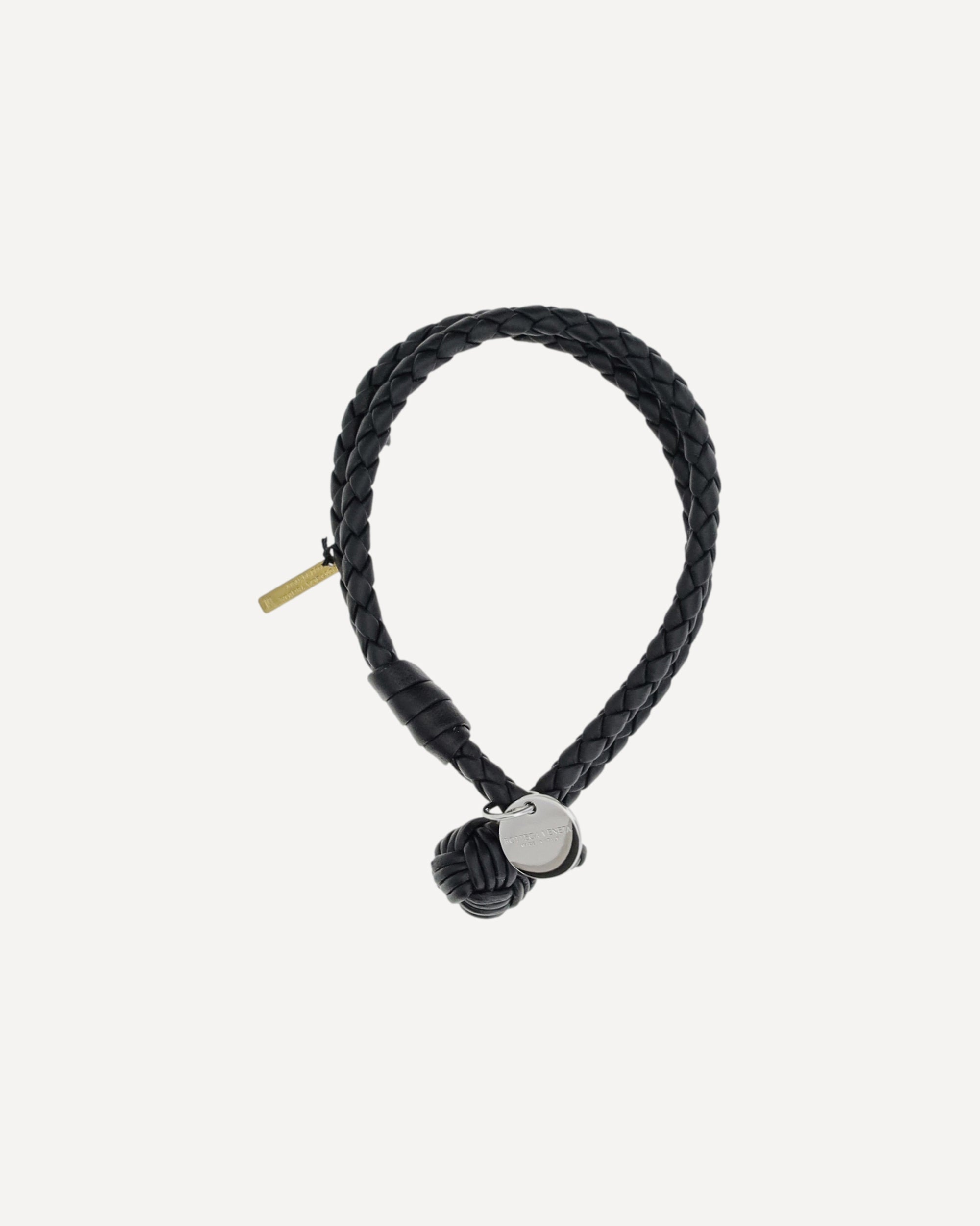 BOTTEGA VENETA Knot leather Bracelet BLACK | Base Blu