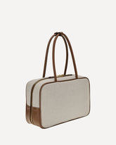 Canvas and leather Beau Shoulder Bag - BEIGE | Base Blu