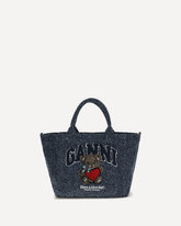 Small tweed-effect denim Tote Bag - LIGHT BLUE | Base Blu
