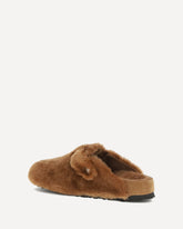 Shearling Boston Mules - BEIGE | Base Blu