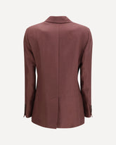 Fluid twill Jacket in viscose and linen with monili details - BORDEAUX | Base Blu