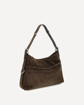 Medium Voyou Shoulder Bag in glossy leather - BLACK | Base Blu