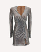 Jewel-detail wrap Dress - SILVER | Base Blu