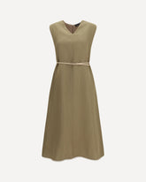 V-neck belted Dress - GREEN | Base Blu