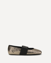 Sliced Square Ballerinas in textured leather - GOLD | Base Blu