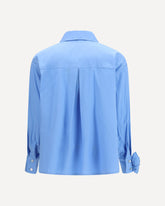 Shirt with appliqué roses - LIGHT BLUE | Base Blu