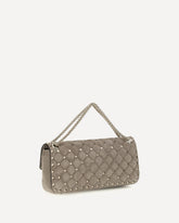 Medium Rockstud Spike Suede Shoulder Bag - GREY | Base Blu