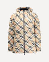 Hooded Check Down Jacket - BEIGE | Base Blu