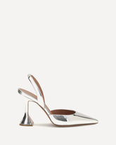 Holli mirror-finish Slingback Pumps - SILVER | Base Blu