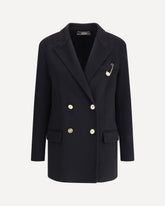Wool and cachemire Double-breasted Coat - BLACK | Base Blu