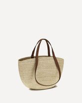 Loewe x Paula’s Ibiza Medium Eclipse raffia and calfskin Handbag - BEIGE | Base Blu