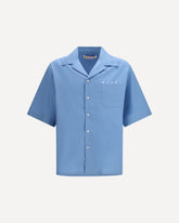 Short-sleeved cotton bowling Shirt - LIGHT BLUE | Base Blu