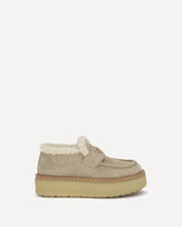 Suede Loafers with shearling - BEIGE | Base Blu