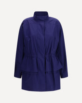 Blouson Parka midi in popeline di cotone con ricamo logo - BLU | Base Blu