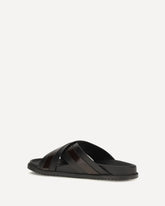 Smooth calf leather Slide Sandals - BLACK | Base Blu