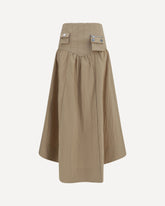 Corset-detail and ruched midi Skirt - BEIGE | Base Blu