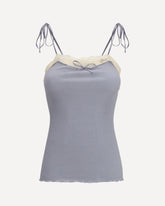 Jersey and lace thin strap Top - LIGHT BLUE | Base Blu