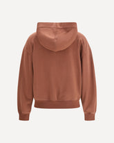 Hooded Smooth Cotton Sweatshirt with Shiny Zipper Pull - BROWN | Base Blu