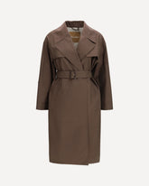 Double-breasted cotton-blend Trench Coat - BROWN | Base Blu