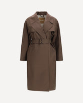 Double-breasted cotton-blend Trench Coat - BROWN | Base Blu