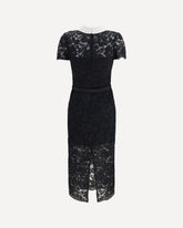 Lace contrast collar midi Dress - BLACK | Base Blu
