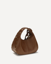 Mini studded Hobo Handbag - BROWN | Base Blu