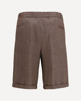 Linen and virgin wool chevron Bermuda Shorts - BROWN | Base Blu