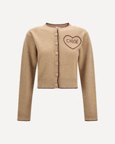 Fitted logo Cardigan in wool and cashmere - BEIGE | Base Blu