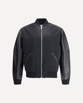 Leather and satin bomber Jacket - BLACK | Base Blu