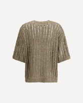 Sweater in perforated knit - BEIGE | Base Blu