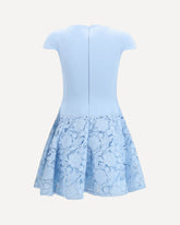 Abito mini in crepe con inserti in pizzo - AZZURRO | Base Blu
