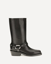 Leather buckle snkle Boots - BLACK | Base Blu