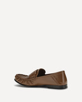 Leather Loafers with tassels and foldable heel - BROWN | Base Blu