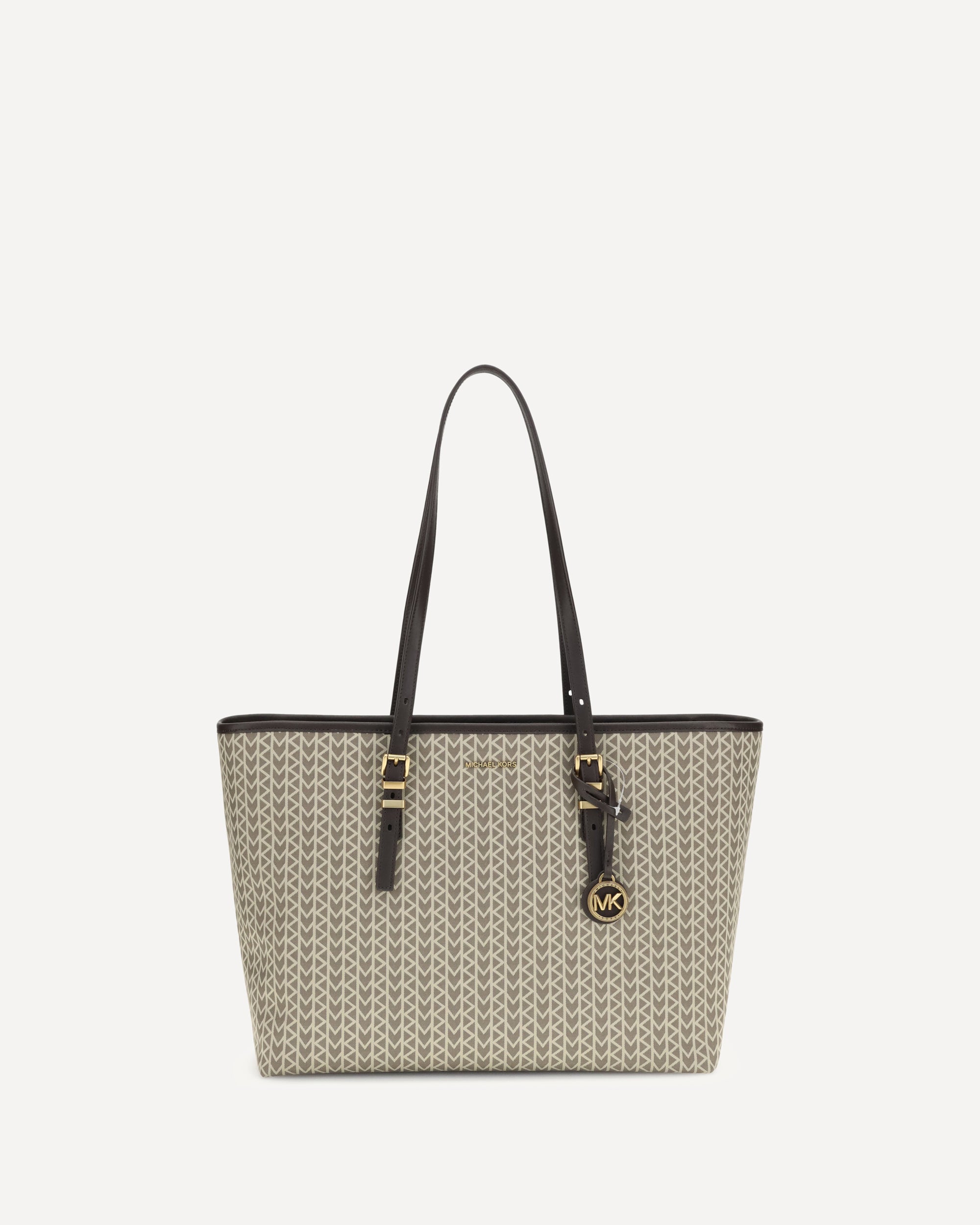 MICHAEL KORS Quinn large jacquard logo Tote Bag BEIGE | Base Blu