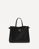 Antibes medium leather Handbag - BLACK | Base Blu