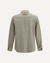 Crossover Overshirt in linen, wool, and silk - GREEN | Base Blu