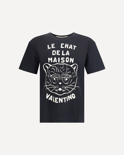 VALENTINO Le Chat De La Maison T-Shirt BLACK | Base Blu