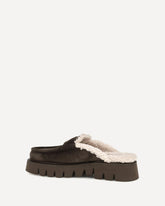 Savy Shearling Mules - BROWN | Base Blu