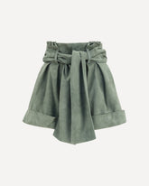High-waisted Shorts in suede - GREEN | Base Blu