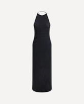 American neckline long Dress - BLACK | Base Blu