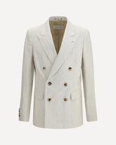 Blazer Barry in misto cotone e lino a motivo spina di pesce - BIANCO | Base Blu
