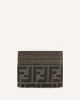 FF jacquard and leather Card Holder - BROWN | Base Blu
