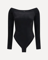 Velvet off-shoulder Bodysuit - BLACK | Base Blu