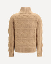 High-neck cable-knit Sweater - BROWN | Base Blu