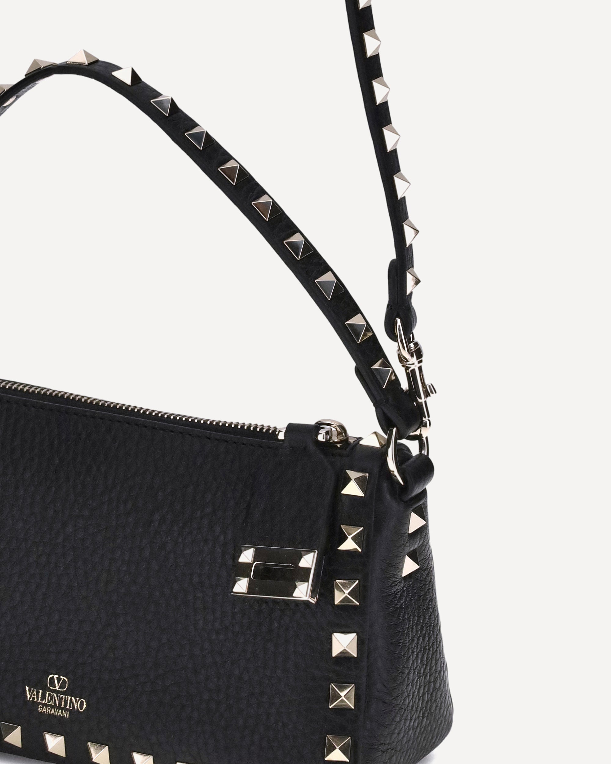 VALENTINO GARAVANI Rockstud Zip-Up Shoulder Bag BLACK | Base Blu