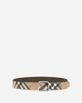 Reversible B Buckle Check Belt - BEIGE | Base Blu